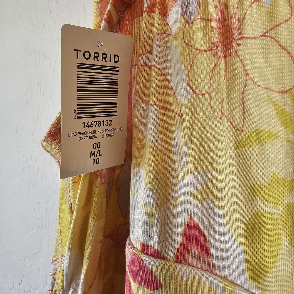 Torrid Yellow and Pink Floral Midi Dress - Picture 8 of 10